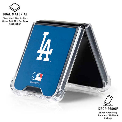MLB Los Angeles Dodgers - Solid Distressed Galaxy Z Flip6 Clear Case